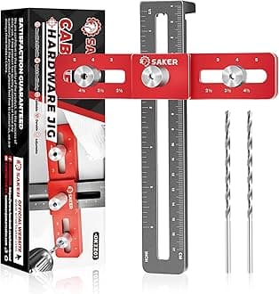 Saker Cabinet Hardware Doweling Jig,Adjustable Cabinet Template Tool for Knobs,Handle and Pull,Self Centering Punch Locator Precise Woodworking Drill Guide for Drawer Installation
