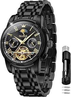 OLEVS Self Winding Watches for Men Tourbillon Automatic Mechanics Luxury Dress Stainless Steel Strap Luminous Waterproof Men Wrist Watches