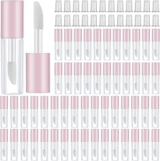 100 Pieces 1.2 ml Clear Mini Lip Gloss Tube Refillable Empty Lip Balm Gloss Containers for DIY Makeup, Pink