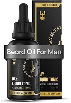 The Beard Struggle - Day Liquid Tonic Beard Oil - Gold Collection, Asgardian Secret - Beard Oil for Men - Moisturize, Softens Hair, Reduces Itch - Day Time Beard Growth Oil (1 Fl oz)
