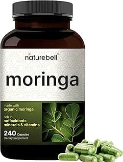 NatureBell Moringa Oleifera 8000mg Per Serving | 240 Capsules, Made with Organic Moringa Leaf Powder, Non-GMO, Gluten Free, Superfood Antioxidant, Skin Health & Immune Support