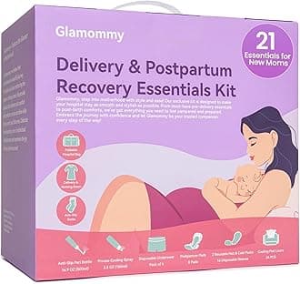 Postpartum Recovery Essentials Kit for Women, Nursing Gown, Luggage Bags, Socks, Peri Bottle, Cooling Spray, Disposable Underwear, Postpartum Pads, Hot&Cold Packs, Cooling Liners