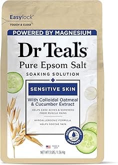 Epsom Salt Magnesium Soak, Sensitive Skin with Colloidal Oatmeal & Cucumber Extract, 3 lbs