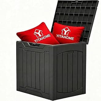 YITAHOME 31 Gallon Outdoor Storage Box, Resin Deck Box and Waterproof Package Delivery Box for Gardening Tools, Pool Supplies, Patio Furniture, Lockable, Black