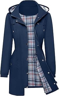 BBX LephsntRain Coats for Women Waterproof Rain Jacket Lightweight Windbreaker Outdoor Hooded Trench Coat