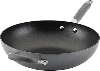 Anolon Advanced Home Hard Anodized Nonstick Pan, Stir Fry w/Helper Handle (12"), Moonstone