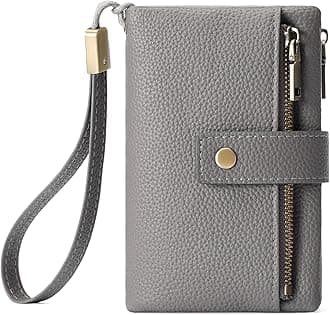 Small Wallet for Women Leather RFID Blocking Wristlet Wallet Credit Card Holder with Double Zipper Coin Purse Ladies Bifold Purse