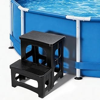 DECOHS Foldable Spa Hot Tub Steps, Non-Slip 2 Step Stool Pool Ladder, Universal Spa Steps Hot Tub Stairs for Outdoor Indoor Deck Patio Steps Accessories, Black