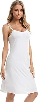 VlazomWomen Full Slips Sexy Soft Under Dress Basic Adjustable Spaghetti Strap Cami Slip Chemises V Neck Negligee