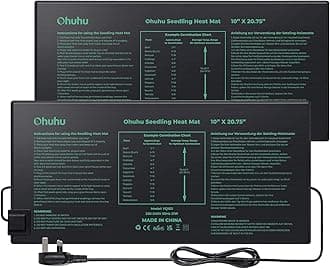 Ohuhu Seedling Heat Mat Heated Propagator 2 Pack, Plant Heating Mat Plant Warm Mat IP67 Waterproof, 21W Hydroponic Heating Pad Greenhouse Heating Pad for Seedling and Germination 10"x 20.75"