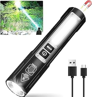 Rechargeable Magnetic Flashlights 20000 High Lumens - Super Bright Long Beam LED Powerful Small Flashlight 8 Modes with COB Work Light, Dual Button Tactical Pocket Flashlight for Camping Emergency