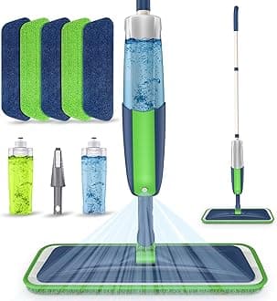 Spray Mops Microfiber Floor Mops for Floor Cleaning - MEXERRIS Wet Mops Dust Mop with 2 Refillable Bottle and 5 Mop Pads Wood Floor Cleaning Mop for Hardwood Laminate Vinyl Tiles Floors Cleaning