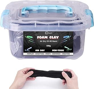 CALPALMY 1.1lb Moldable Cosplay Foam Clay (Black) – High Density and Hiqh Quality for Intricate Designs | Air Dries to Perfection for Cutting with a Knife or Rotary Tool, Sanding or Shaping