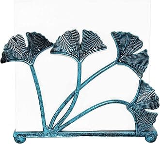OwlGift Modern Ginkgo Leaves Design Napkin Holder for Tables, Metal Paper Napkin Storage for Kitchen, Stylish Paper Towel Dispenser, Mail Letter Sorter Rack, Document File Organizer – Turquoise