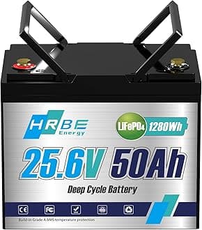 - 24V 50Ah LiFePO4 Battery, Group 24 Lithium Marine Batteries, 5000+ Cycles Lithium Iron Phosphate Battery, Perfect for RV, Solar System, Trolling Motor, Camping