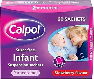 Calpol Sugar Free Infant Suspension Sachets Strawberry Flavour 2+ Months, 20 x 5ml