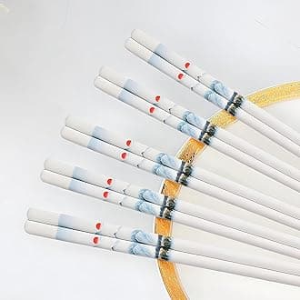 5 Pairs Ceramic Chopsticks - Reusable Chopsticks Dishwasher Safe, 9.5 Inches - Sunset