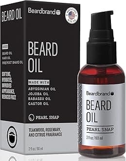 - Beardbrand Beard Oil for Men with Jojoba & Vitamin E – Softens Stubble, Conditions Skin & Promotes Beard Growth | Teakwood, Rosemary, & Citrus Scent | 2 fl oz