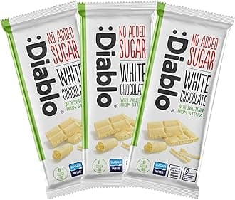 Diablo No Added Sugar White Chocolate – No Added Sugar Chocolate Bar Sweetened with Stevia, Gluten Free, Ideal for Any Occasion, Birthdays, Valentines, or Gift Hampers, 75g (Pack of 3)