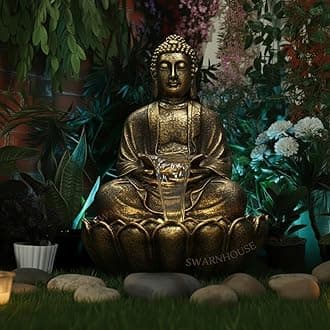 Premium Large 91 cm Buddha Water Fountain Sculpture, Outdoor Garden Decor (Design 8)