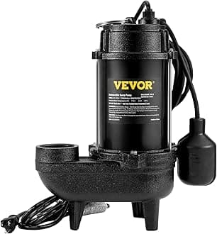 VEVOR 3/4 HP Submersible Sewage Pump, Cast Iron Submersible Sump Pump, Wear-proof Cast Iron Construction, with Tethered Float Switch, 10 FT Power Cord