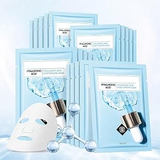 Face Mask Skin Care Hydrating Face Masks Sheets, Hyaluronic Acid Sheets Pack Deep Moisturizing Facemask Anti Aging Facial Mask for Women Skin Care Face Masks beauty- Smoothing Rejuvenating, 10 Sheets