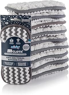 M Cloth Anti-Bacterial Kitchen Cleaning Pad - 10 Pack, Anti-Bacterial Protection, Powerful High Density Microfibre With Non-Scratch Technology, Dual Sided For Powerful & Effective Cleaning