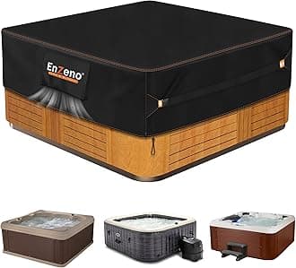 Enzeno Outdoor SPA Hot Tub Cover Waterproof Square 82 x 62 inch fit 81 x 61 or 80 x 60 or 78 x 58 420D Heavy Duty Cub Hot Tub Lid Protectors Protective Cover Cap