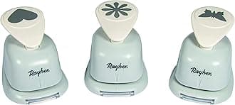 Rayher Paper Craft Punch, Set of 3 Craft Punches with one Heart, one Flower and one Butterfly Design for Card Making and Scrapbooking, 2.54cm, 1", 69105000