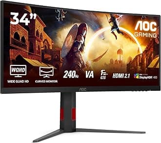 CU34G4Z 34 inch UW-QHD Gaming Monitor Curved, 240Hz, Fast VA Panel, 0.3ms MPRT, Adaptive Sync, HDR400, FreeSync Premium, (3440x1440 HDMI 2x 2.1 DP 1x 1.4 USB Hub) Black