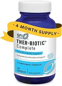 Klaire Labs SFI Health Ther-Biotic Complete - 25 Billion CFU Gut Probiotics for Women and Men - Hypoallergenic, 12 Strain Probiotic Capsules for Digestive Health and Immune Support (120 ct)