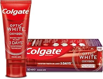 Colgate Toothpaste Optic White Oxygen, Teeth Whitening Toothpaste, Whiter Teeth in Just 3 Days, 50ml