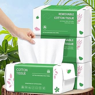 Disposable Face Towel, 400 Count Biodegradable Face Towels, for Washing Soft Cotton Dry Wipes Facial Cloths Towelettes for Washing and Drying, Facial Tissue for Cleansing