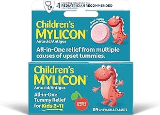 MYLICON Children's Tummy Relief for Kids, 24 Cherry Flavored Chewable Tablets