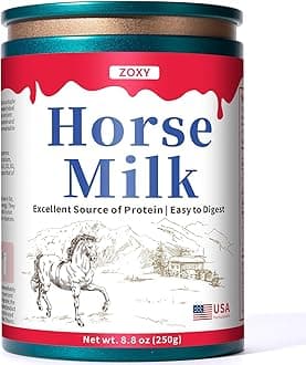 Pure Horse Milk Powder 250g, 100% Organic, Halal, Rich in Whey Protein, Similar to Human Breast Milk, Alternative to Camel, Goat and Cow’s Milk Allergy, Immune Booster