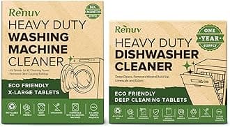 Renuv® Dishwasher Cleaner + Washing Machine Cleaner Bundle - Heavy Duty Appliance Deep Cleaning, Descaling and Deodorizing.