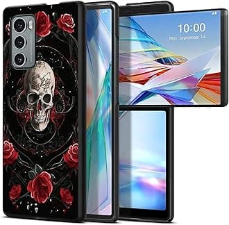 Rose Skull for LG Wing 5G 6.8" Phone Case, Slim Phone Case for LG Wing (2020), Hard PC Shookproof Wireless Charging Men/Women Cover for LG Wing 5G