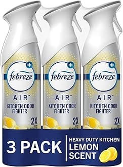 Febreze Air Mist Air Freshener Spray, Odor-Fighting Room Spray, Air Fresheners for Home and Bathroom and Kitchen, Aerosol Can, Kitchen Odor Fighter Scent, 8.8oz (Pack of 3)