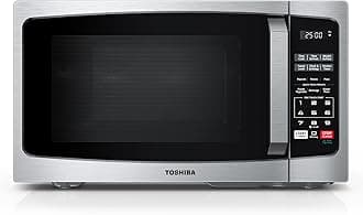 TOSHIBA ML-EM09PA(SS) Small Microwave Oven with 6 Auto Menus, Mute Function, LED Lighting, Countertop Microwave Perfect for Apartments, 0.9 Cu Ft, 10.6 Inch Removable Turntable, 900W, Stainless Steel