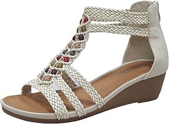 IVACHYWomen's Summer Braided Strappy Beaded Flowery Espadrille Wedge Sandals
