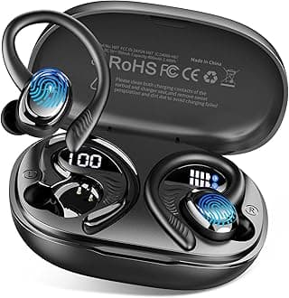 Wireless Earbuds Bluetooth 5.4 Headphones Sport, 2025 Bluetooth Earbuds with Earhooks, 50H Stereo Over Ear Buds, Earphone with 4 ENC Noise Canceling Mic, IP7 Waterproof Headset for Running/Gym/Workout