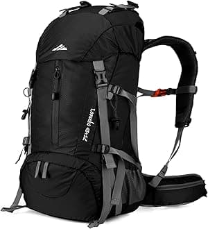 Loowoko Hiking Backpack 141.9 gal (50 L) Travel Daypack Waterproof with Rain Cover for Climbing Camping Climbing (Black)