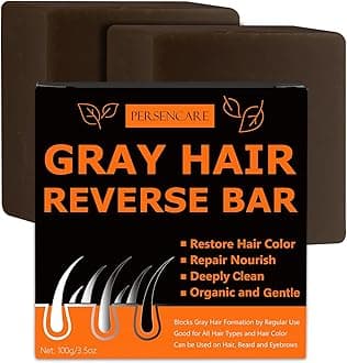 Natural Gray Hair Reverse Bar, Men & Women Bar Shampoo and Conditioner Cover Grey, Hair Thickening & Darkening Black Soap, for Reducing Thinning Hair Loss, Polygonum Castor Oil Bars 2 Pcs