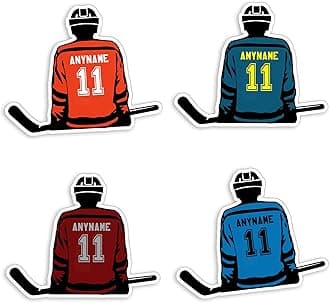 Personalized Ice Hockey Name and Number Sticker - Custom Waterproof Die-Cut Vinyl for Laptop, Water Bottle - Sport Lover Birthday Gift for Her Him