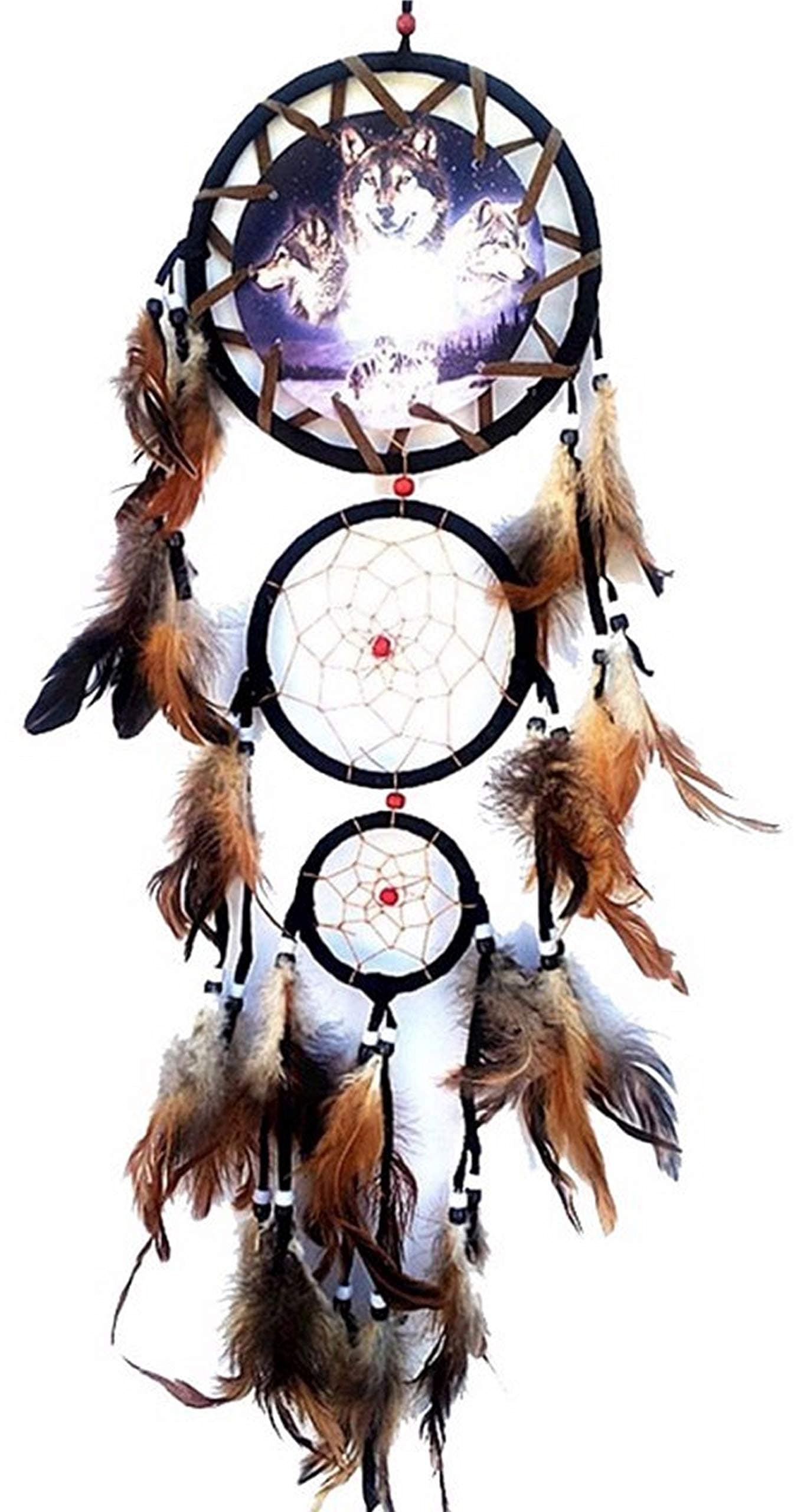 Stonham Large Protective Wolf Dream Catcher with Feathers