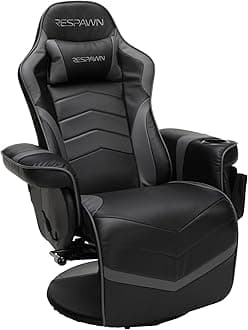 RESPAWNRSP-900 Racing Style, Reclining Gaming Chair, 35.04" - 51.18" D x 30.71" W x 37.01" - 44.88" H, Gray