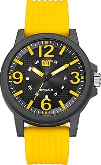 CATCAT Groovy Men Watch, 44.5 mm case, Silicone Strap (Yellow/Black)