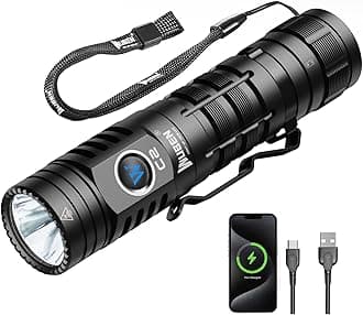 WUBEN C2 Torch Rechargeable 2000 Lumens, Pocket Torch Flashlight 7 Modes, IP68 Waterproof Tactical Torch for Emergencies, Outdoor, Hiking