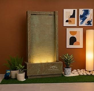EXPLEASIA River-Slate Water Fall Water Fountain Big Size Water Fountain for Home vastu Fountain for Home Decor Waterfall (Olive Green) (120H X66L x27B cm)