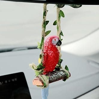 YGMONER Super Cute Swinging Parrot Car Mirror Hanging Ornament Car Interior Decor Accessories (Swinging Parrot)